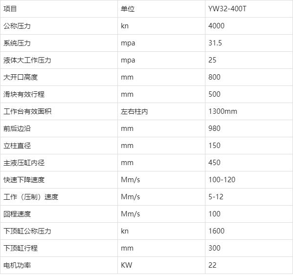 400吨不锈钢水箱板液压机参数